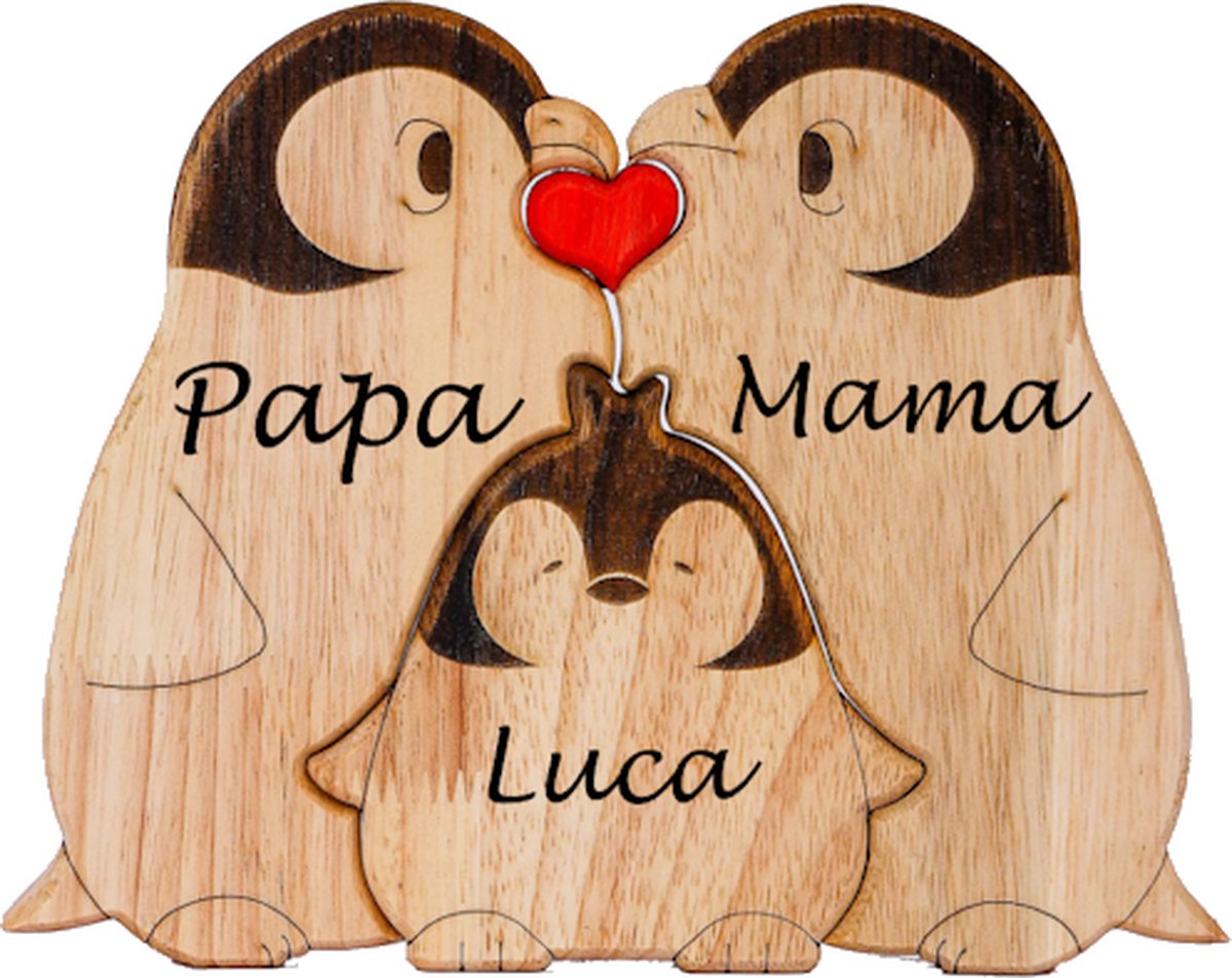 Goedkoopste Gepersonaliseerde pinguin familie - geboorte - kraam cadeau - puzzel - 3 pinguïns