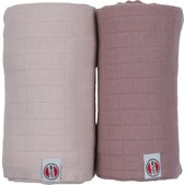 Lodger xl hydrofiele doeken 110x110 cm - soepel katoen - Zacht - Creme/roze