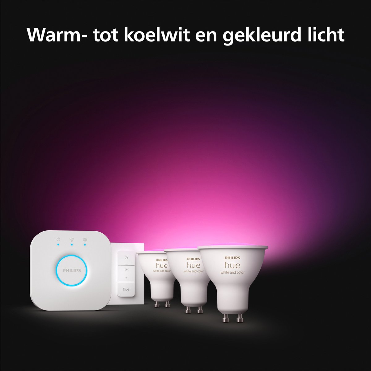 Philips Hue starterkit - wit en gekleurd licht - 3 lampen - 1 dimmer switch - GU10 — afbeelding 4