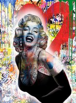 Allernieuwste peinture sur toile Marylin Monroe Graffitti - Celebrity Star - Graffitti StreetArt - Couleur - 60 x 80 cm