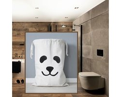 Waszak met Panda Print - Badkamer Was Zak - Laundry Bag - wit-zwart - 65 x 47 cm