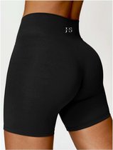 June Spring - Sport Legging (kort) - Maat XL/Extra Large - Kleur: Zwart - Vocht afvoerend - Flexibel - Comfortabel - Duurzame Kwaliteit - Sportlegging voor vrouwen - Met ondersteuning