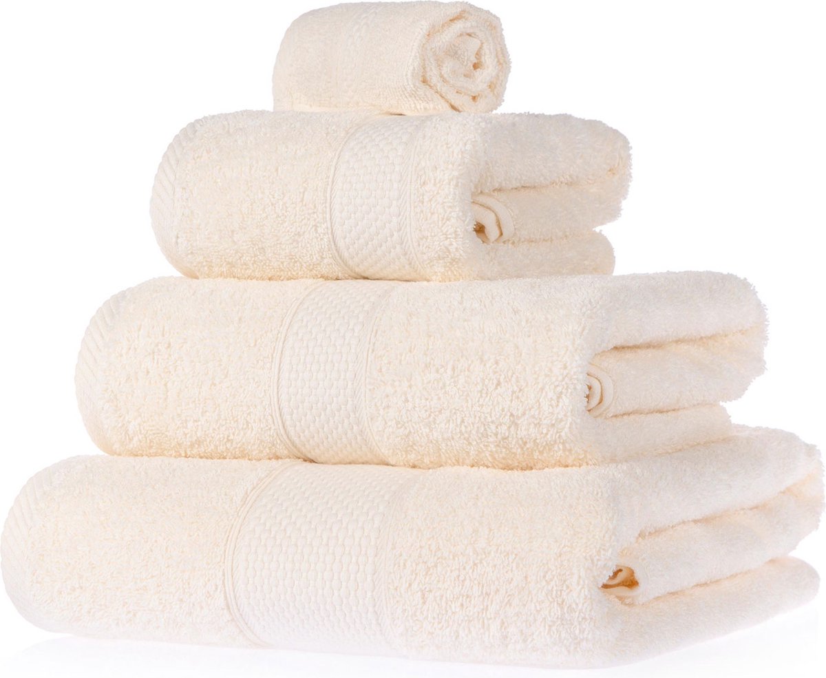 Homescapes badstof handdoekenset 4 stuks 100% katoen crème