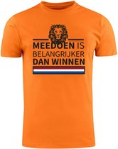 Meedoen is belangrijker dan winnen Oranje T-shirt | Nederlands Elftal | EK Duitsland 2024 | Voetbal | Unisex | Shirt | Holland | Dames en Heren