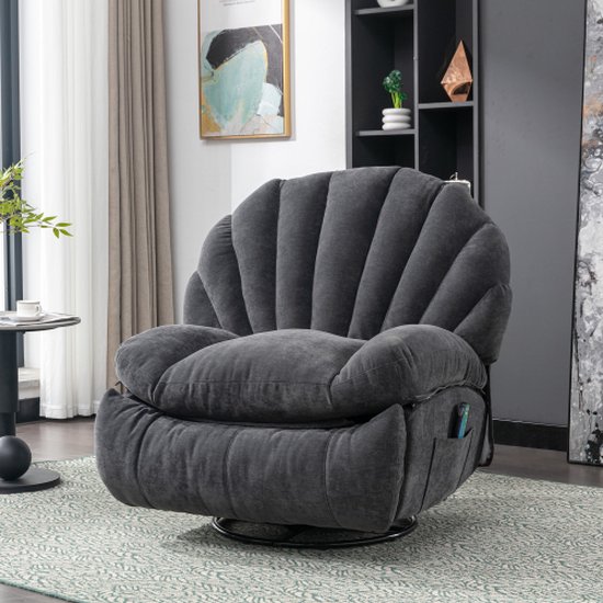 Merax 360° Draaibare Stoel - Massage- en Warmtestoel - Draaibaar Fauteuil met Verwarming - Relaxstoel - Gray-Style 2