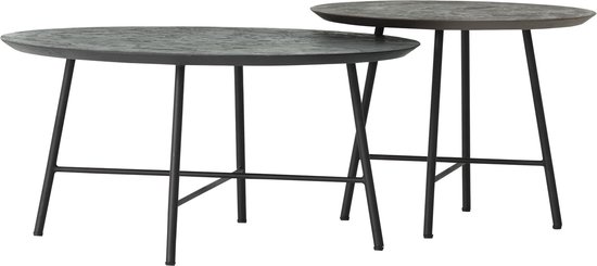 DTP Home Coffee table Delta Earth, set of 2,38xØ50 cm (color: Fudge) / 34xØ70 cm (color: Pepper), mortex