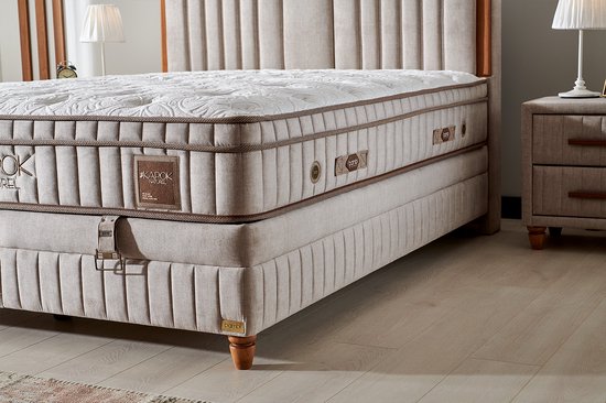 Pointhome Bambi Boxspringbed Set 120 x 200 H3, Kapok Naturel Slaapkamerbed, 1 x Matras, 1 x Bedlade, 1 x Bedhoofdeinde