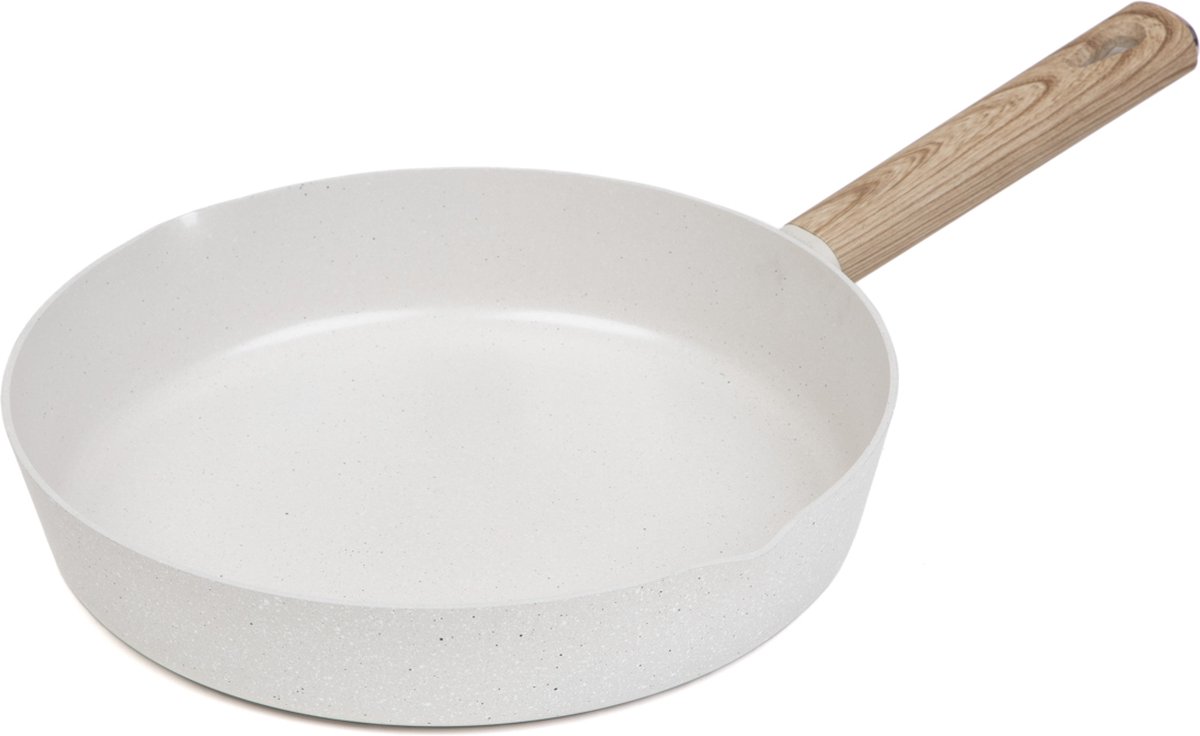 HOMLA LOREBURN - Koekenpan met keramische coating - Crème - 28 cm - 887555