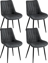 Bol.com Colenis® - Lesedi Eetkamerstoel - Set Van 4 - Antraciet - Microfiber Stof - Industrieel aanbieding