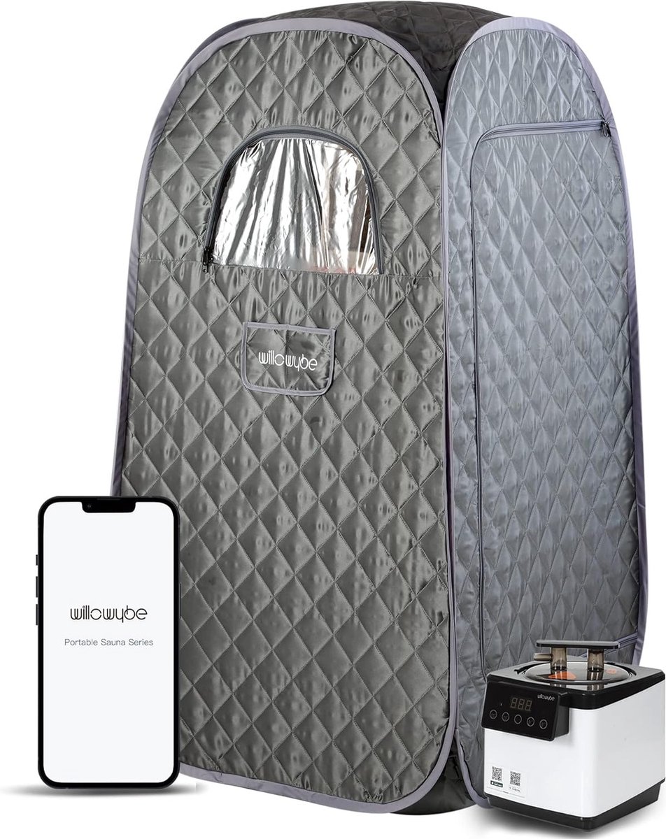 WillowyBe Draagbare Stoomsauna met Bluetooth Bediening en Opvouwbare Stoel | Persoonlijke Thuis Spa met Stoomapparaat