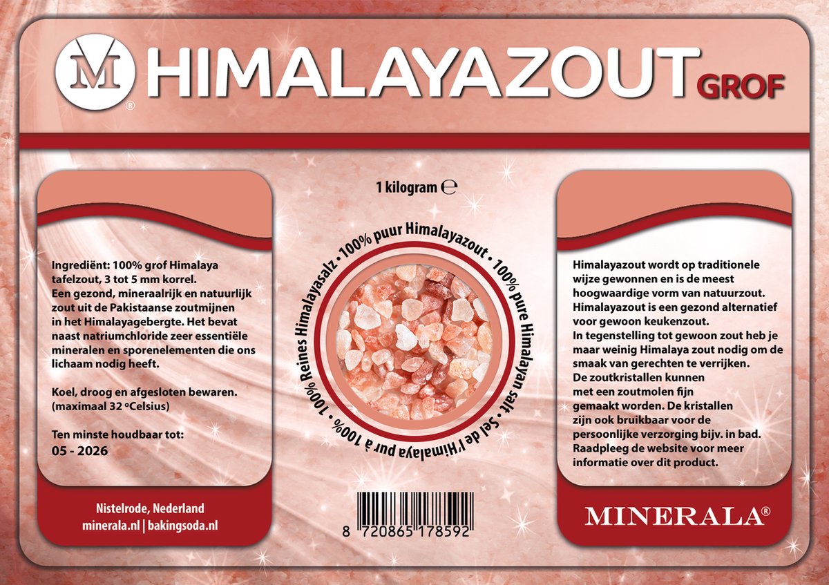 Himalayazout grof - 2,5 kg - Minerala - Himalaya keukenzout - Himalaya tafelzout - Badzout