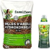 Compo vloeibare meststof voor kamerplanten en palmen met Famiflora hydrokorrels 10 liter - Voor balkonplanten - Kamerplanten - Terrasplanten - Sterke bodem