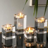 4 stuks hoogwaardige K9 kristallen theelichthouders, helder glas kandelaarset, theelichthouders, decoratie voor woonkamer, bruiloft, verjaardag, Kerstmis, bar, feest (4 stuks)