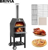 Brivia Luxe BBQ - Pizza oven - 2-in-1 - Houtoven - Pizzasteen - Houtskool BBQ - 45.8x46.4x141.8 cm