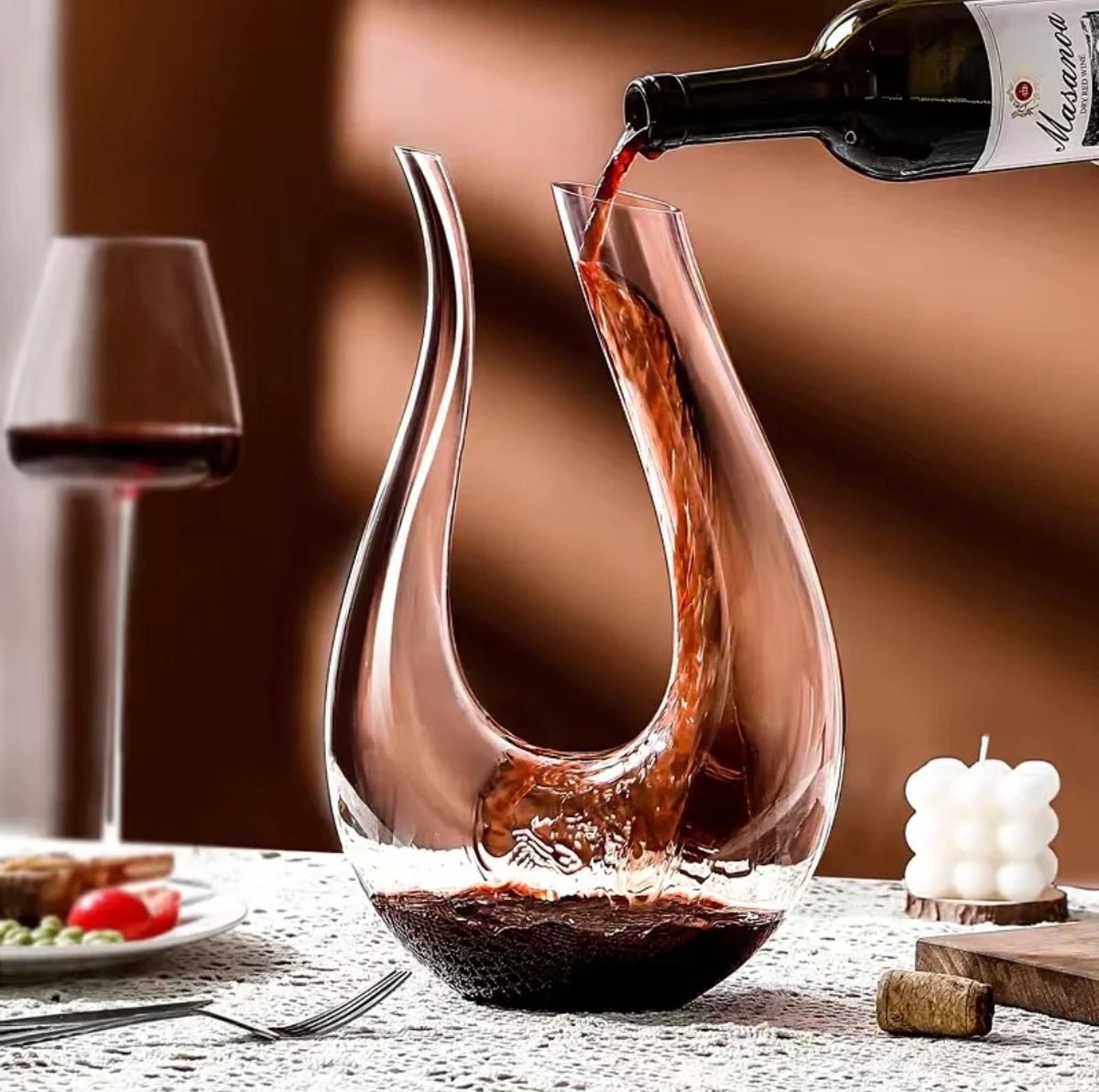 Set Décanter Vin Set Décanter Zaxiva - Carafe Avec Aérateur, Pompe à Vide Et Tire-Bouchon - Cadeau Amateur De Vin Verre A Vin