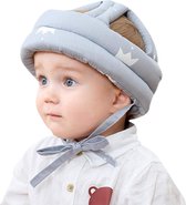 Babyhoofdbescherming veiligheidshelm ademend katoen hoofdbeschermkap verstelbare harnas hoed voor baby/peuter van 3-24 maanden leren lopen en zitten