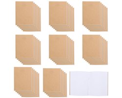 Belle Vous 48 pak Kleine Zakformaat A6 Ongelijnd Bruin Hoes Karton Notitieblok/Journaals – 10,5 x 14 cm – 24 Pagina’s – Notitieblokken Voor Reizen en Kantoor