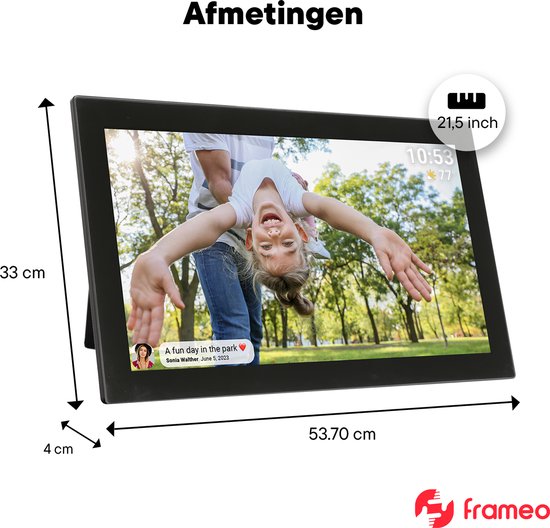 Digitale Fotolijst van 21,5 Inch, Resolutie 1920 X 1080, Grote capaciteit. Beeldverhouding Scherm 16:9. Digitale Fotolijstkalender voor thuis. (EU- stekker