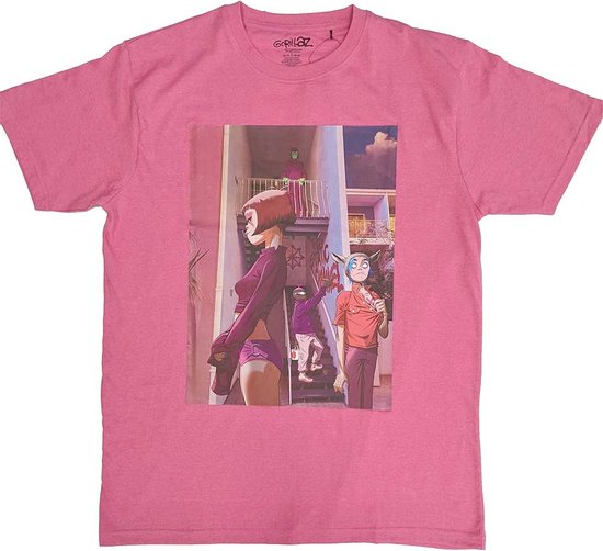 Gorillaz - The Static Channel Heren T-shirt - L - Roze