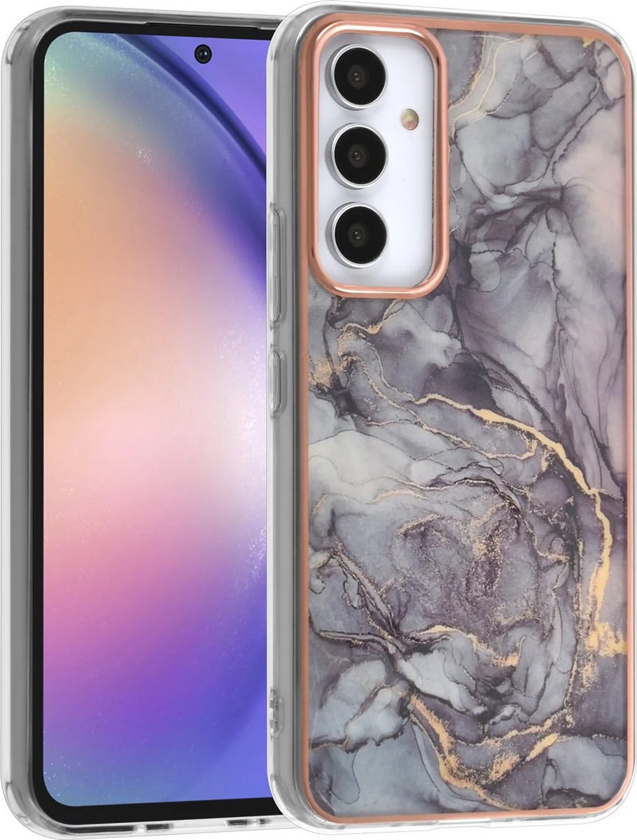 TPU Back Cover hoesje - Marble Grijs - Geschikt voor: Samsung Galaxy A54