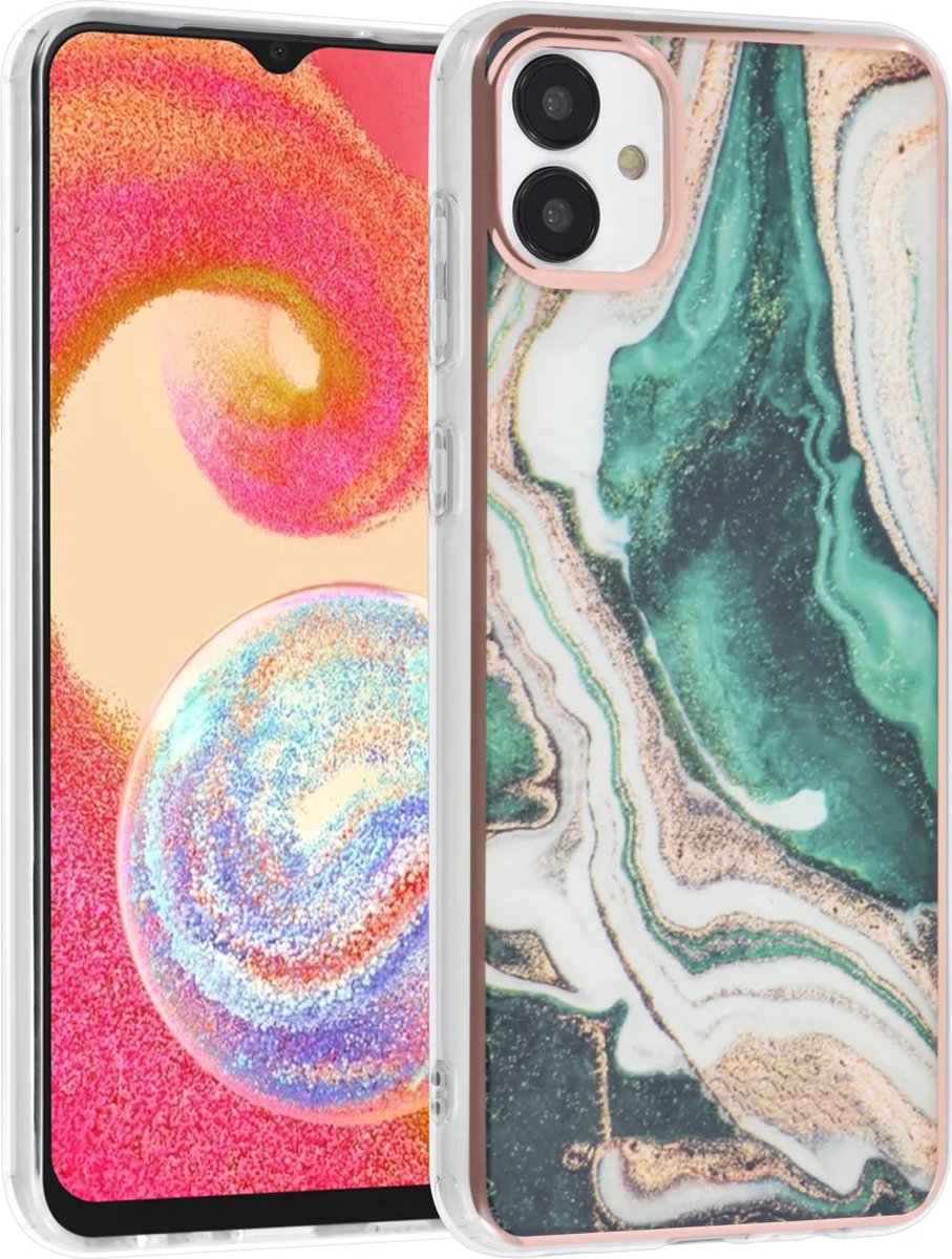TPU Back Cover hoesje - Marble Groen - Geschikt voor: Samsung Galaxy A04E