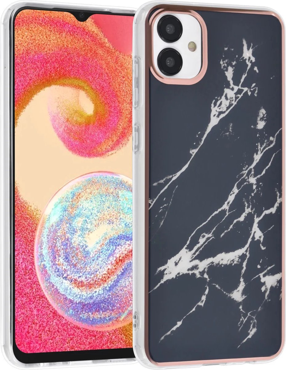TPU Back Cover hoesje - Marble Zwart - Geschikt voor: Samsung Galaxy A04