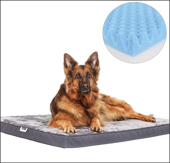 HMTOPE Orthopedisch hondenbed, 10 cm dik hondenkussen voor grote honden, afneembaar en wasbaar hondenmat, antislip onderkant, waterdichte binnenvoering, 120 cm, lichtgrijs