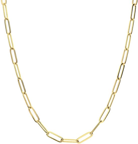 Lucardi Dames Stalen goldplated ketting closed forever 4mm - Ketting - Staal - Goud - 60 cm