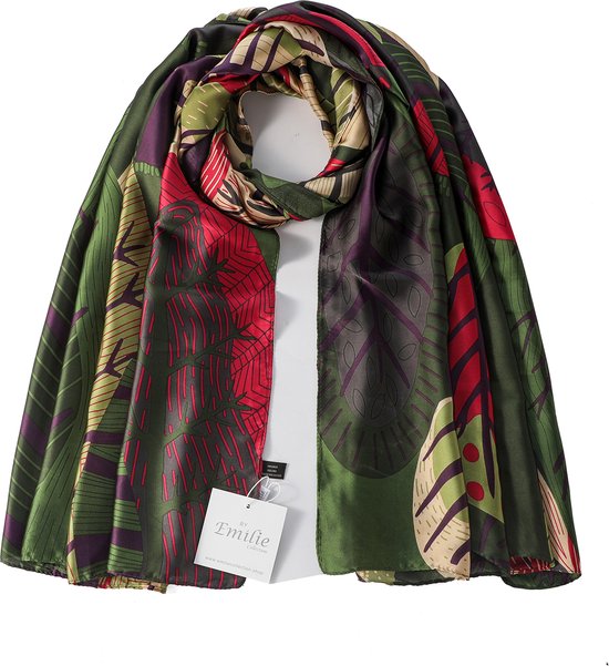 Emilie scarves - sjaal - lang - silky feeling - print - groen - paars