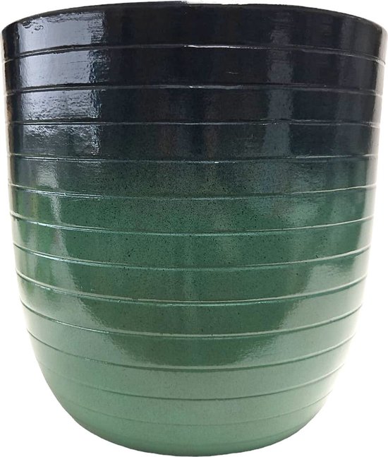 Supervintage mooi keramieken duotone bloempot in groen met streep ...