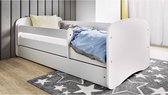 Houten Kinderbed - Peuterbed Kinderbed Junior Bed Peuterbed 140x70cm - Wit - Juniorbed