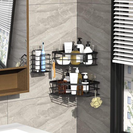 YEAPA Douche Caddy Houten Douche Plank Zelfklevende Doucherek Wandmontage Geen Boor Multifunctioneel Voor Badkamer Toilet A30cm Maat A60cm