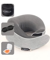 Morelia® Nekkussen Licht Grijs - Luxe Reiskussen voor het Vliegtuig en de Auto - Traagschuim