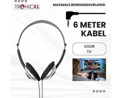 TronicXL TV hoofdtelefoon met 6m lange kabel - hoofdband stereo koptelefoon - jack plug 3,5mm - Perfect als televisie-hoofdtelefoon, ook voor senioren