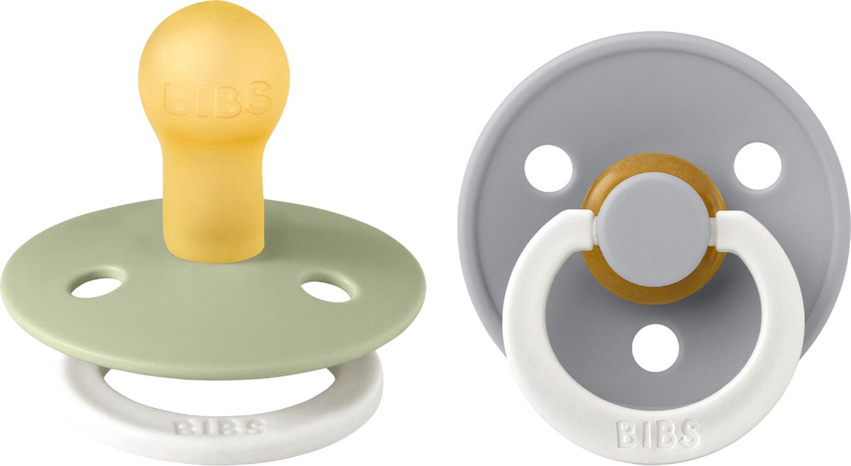 Goedkoopste BiBS - Colour Pacifier Glow in the Dark - Stage 2 Fopspeen - 6 maanden - 2 stuks - Sage Glow / Cloud Glow