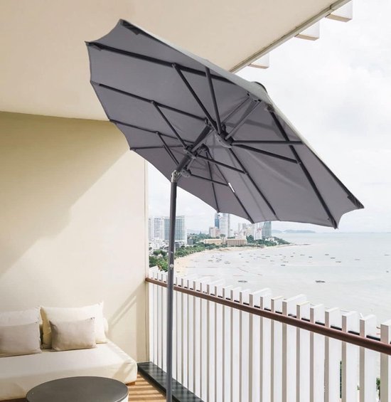 Parasol met zwengel voor openen en sluiten Parasol met zwengel voor openen en sluiten