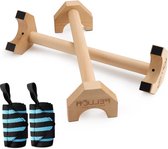 Pushup Stands - Houten Push Up Bars met Verstelbare Polsbandjes en Anti-Slid Mat - Workout Solid Oefening voor Vrouwen en Mannen - Draagbare Fitness (50 cm) push up board
