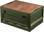 Campingbox met Deksel Opbergdozen met Deksel 35L voor Auto Kofferbak-Organizer Campingbox Vouwbox met 4 Wielen Camping Accessoires voor Reizen Kofferbak Opbergdoos - Groen