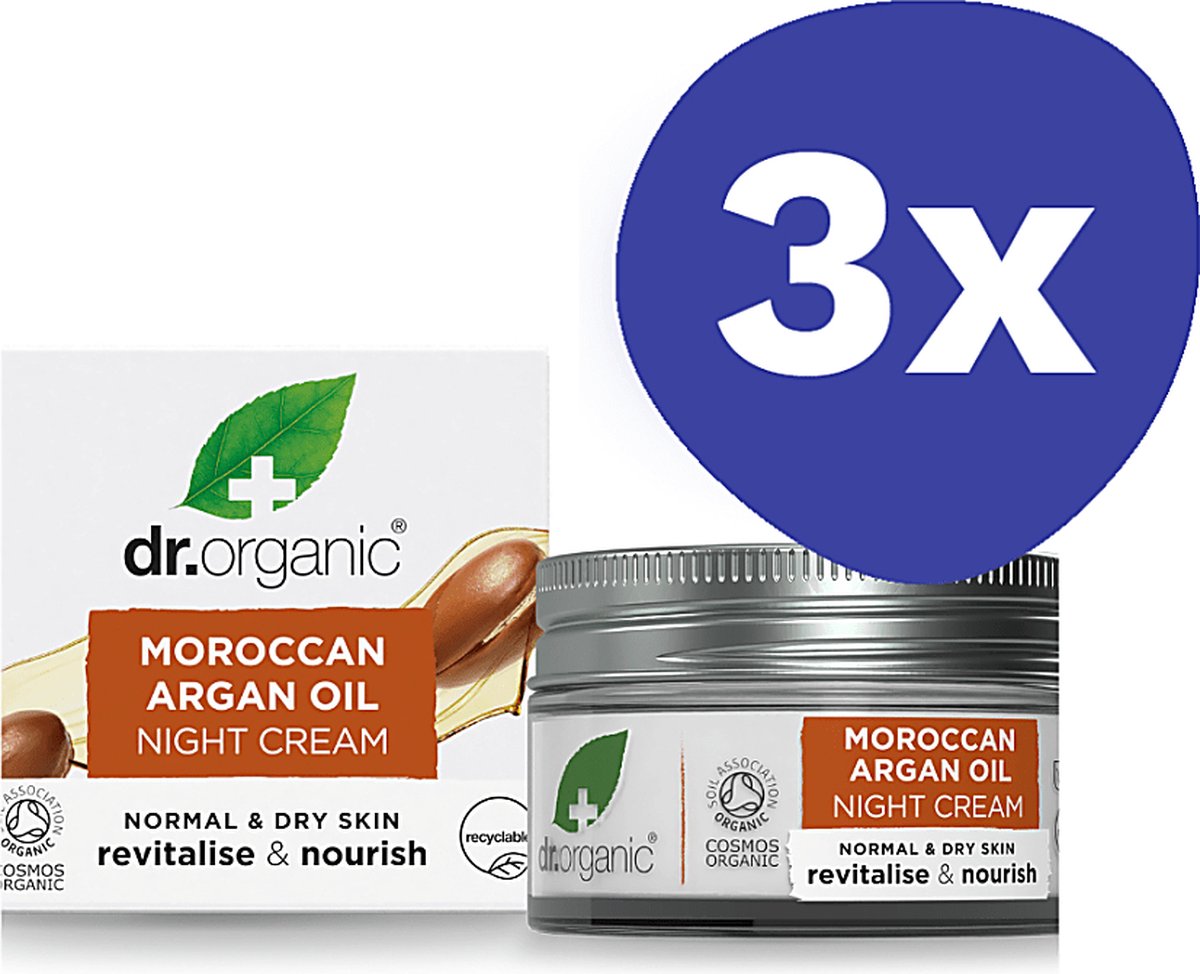 Goedkoopste Dr Organic Argan Olie Nachtcreme (3x 50ml