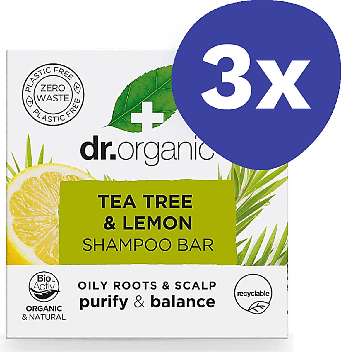 Dr Organic Tea Tree & Citroen Shampoo Bar (3x 75gr)