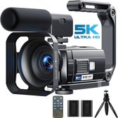 5k Camcorder - Videocamera - Handycam - 56 MP Ultra HD - Wifi Verbinding - HDMI output - Inclusief 2 Batterijen/Externe Microfoon/Statief/Afstandsbediening - Zwart