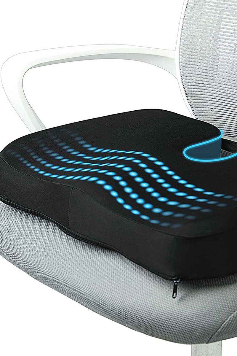Lavida® Zitkussen-Ergonomisch & Orthopedisch-Traagschuim-Ondersteuning bij Rug-en Hemorroïdenpijn-Auto-Bureaustoel- Zwart