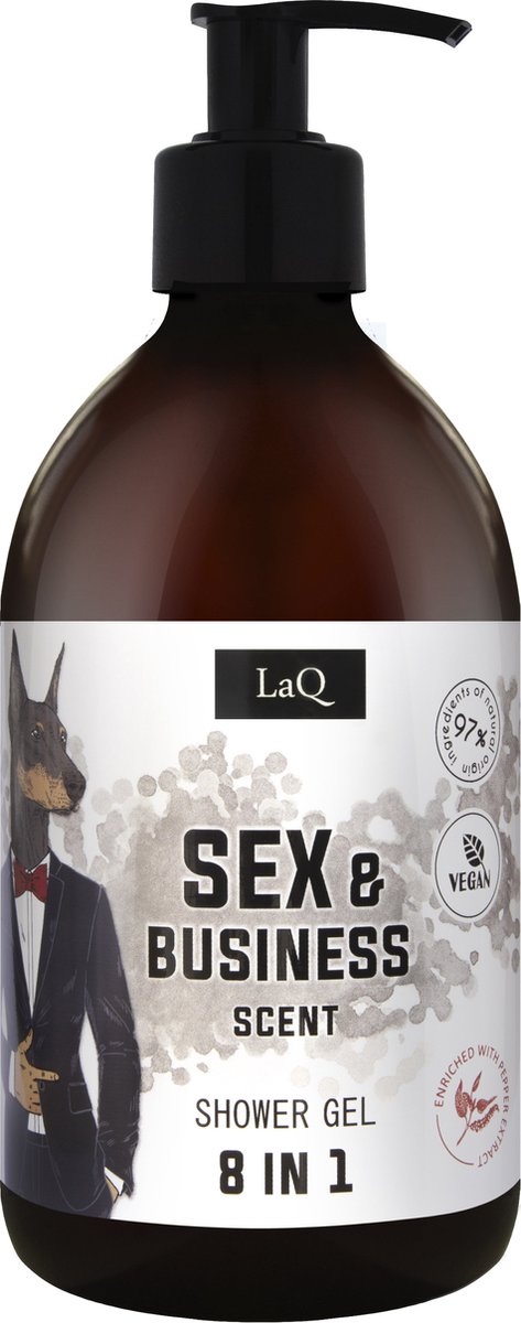 LaQ Doberman Shower Gel – Vegan Douchegel Mannen – Geur van Sex & Business – Natuurlijke Ingrediënten – 500ml