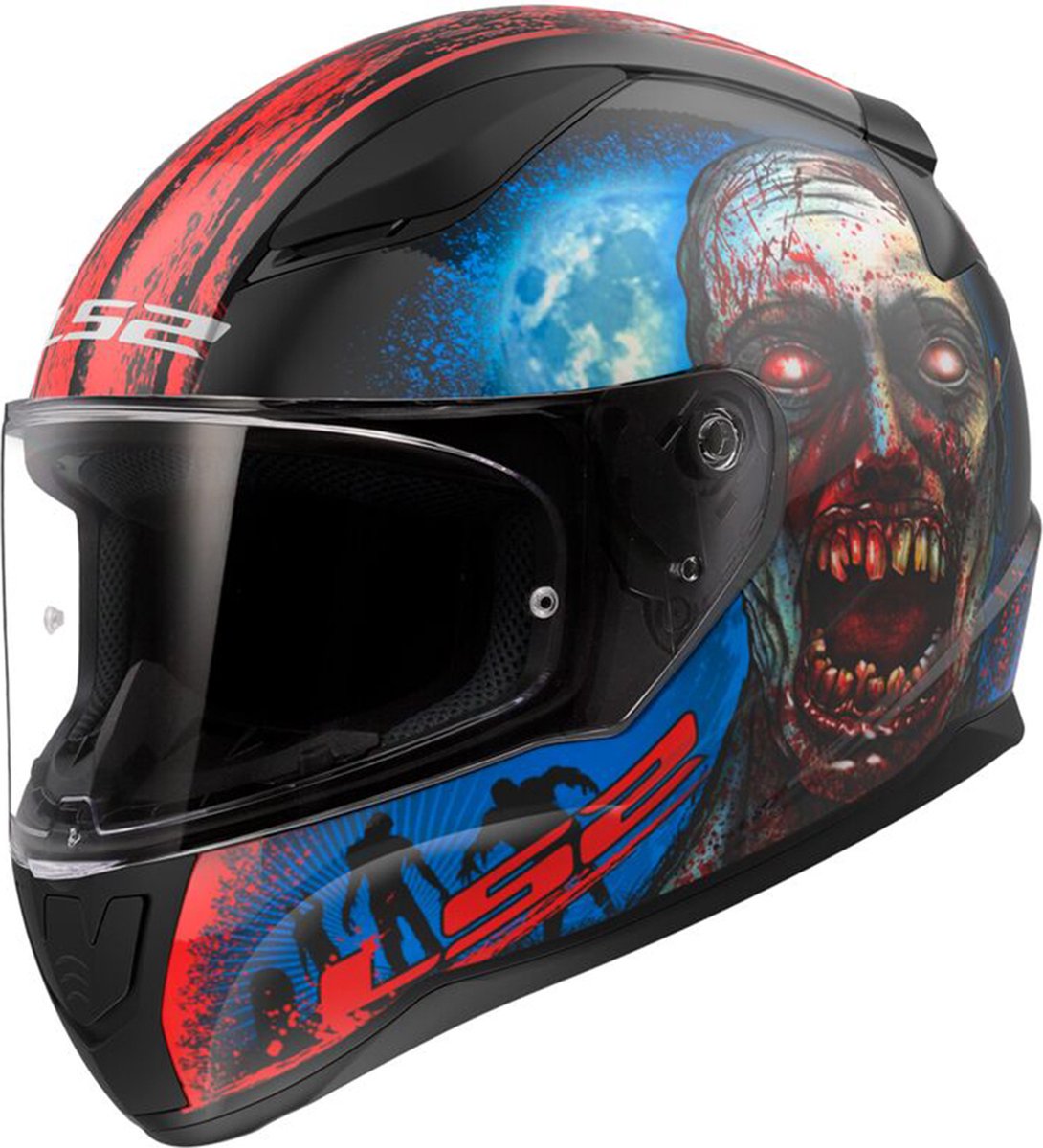 LS2 Helm Rapid II Zombie FF353 zwart / rood maat XS