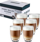 Procidi® Dubbelwandige Glazen - Theeglazen - 450 ml - 6 stuks - Latte Macchiato / Cappucino Glazen - Koffieglazen Dubbelwandig - Koffietassen - Vaatwasserbestendig