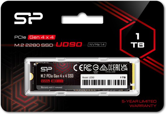 Silicon Power 1TB UD90 SSD NVMe 4.0 Gen4 PCIe M.2 Soilid State Drive R/W up to 5,000/4,800 MB/s SP01KGBP44UD9005 van Merkloos — afbeelding 5