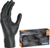 ARNOMED wegwerphandschoenen zwart, nitril handschoenen L, 100 stuks per doos, poedervrij & latexvrij, verkrijgbaar in maat XS, S, M, L, XL & XXL