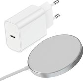 USB C Adapter - Snellader Magnetisch Geschikt voor MagSafe, iPhone en Samsung - 30W Vermogen - Draadloze Oplader - Draadloos 15W Vermogen - Wit