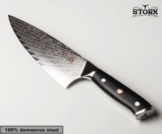 Foto: Damast koksmes professioneel hakmes damascus mes chef knife vlijmscherp keuken mes damast mes koken japans staal koksmes 33 cm 100 echt damascus staal cadeau tip