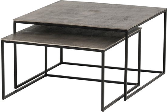 Salontafel, set van 2, groot, Silver antique